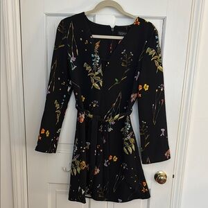 Topshop black floral mini dress